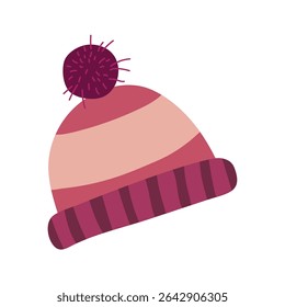Gorro listrado com pompom. Ilustração vetorial