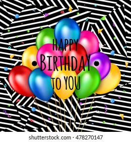 Striped birthday background for poster, flyer, banner, card.
