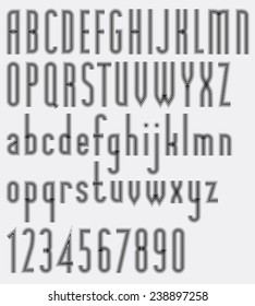 Striped black font and numbers, elegant light poster letters.
