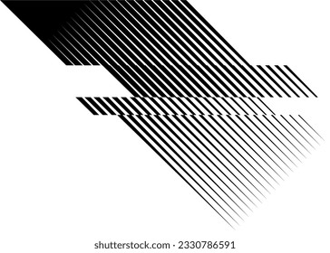 Striped black pattern on a white background of broken lines. Design element. Modern vector background.