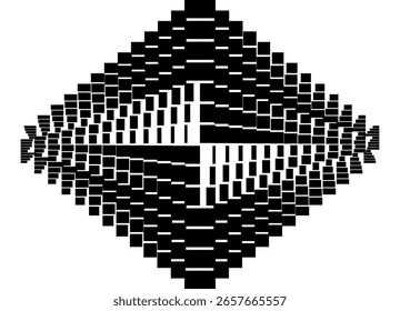 Striped black pattern on white background. Modern vector design element from abstract pixels. Vector background. Shape for text. For covers, cards, advertising, packaging. Crystal