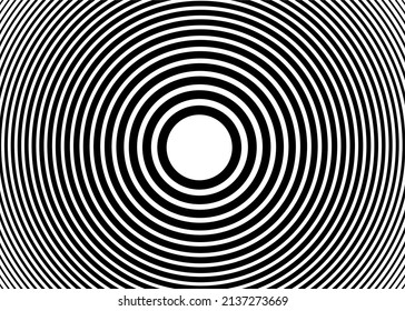 Patrón blanco y negro rayado de anillos negros sobre un fondo blanco. Fondo vectorial moderno hecho de círculos