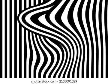 Patrón blanco y negro rayado de líneas rectas y onduladas.
Fondo vectorial moderno.