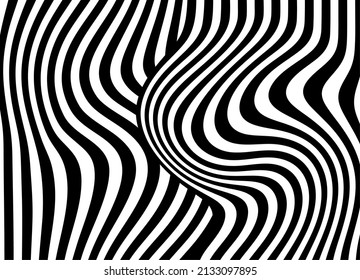 Patrón rayado en blanco y negro de líneas onduladas.
Fondo vectorial abstracto moderno.