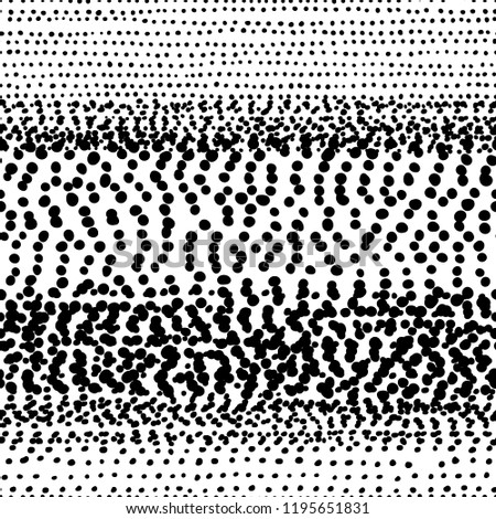 Striped black and white seamless pattern in polka dot style. Handmade. Print for textiles. Vector illustration.