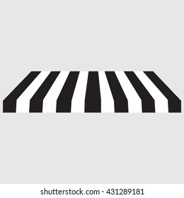 Striped Black And White Shop,store Window Awning Vector Icon. Striped Awning, Canopy