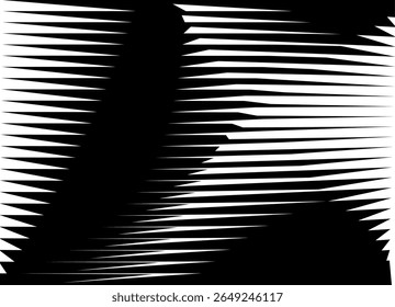 Striped black and white vector background with sharp lines. Abstract pattern for covers, packaging, textiles, advertising. Halftone. Spots, Broken ribbed shapes