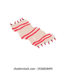 Striped blanket, terry towel. Illustration of a blanket. Flat vector illustration isolated on a white background