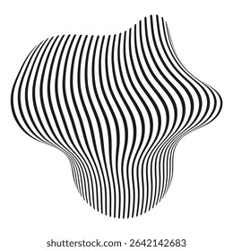 Striped blob shape. Vector curved lines. Abstract organic form. Dynamic wave symbol.