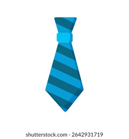 Striped blue necktie. Vector illustration