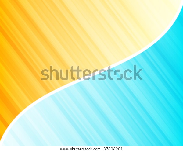 striped blue\
and orange background divided by\
wave