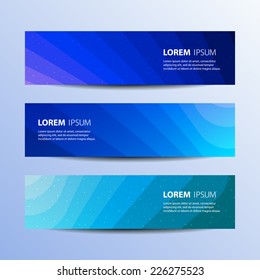 Striped blue vector banners set