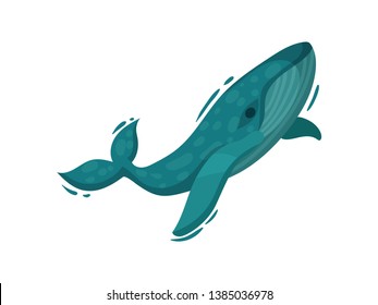 Striped blue whale. Vector illustration on white background.
