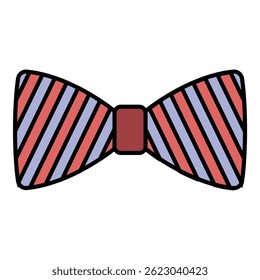 Striped bow tie icon. Outline striped bow tie vector icon color flat isolated on white
