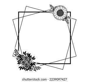 Striped box frame. Black and white. Flower wedding frames for invitations, stickers, souvenirs, gifts and ornaments. Flower wedding frames for invitations, stickers, souvenirs, gifts and ornaments.