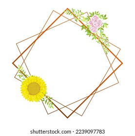 Striped box frame. Yellow meah shark. Flower wedding frames for invitations, stickers, souvenirs, gifts and ornaments.

