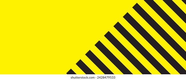 Striped bright yellow background, diagonal black stripe pattern in the corners