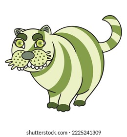 the striped brow cat with the hideous teeth