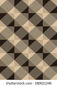 Striped brown rhombuses on a light seamless background 