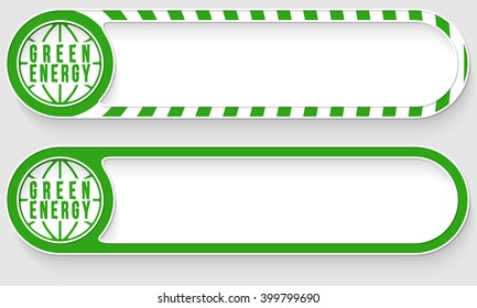 Striped buttons for your text and green energy symbol