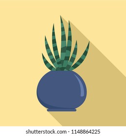 Striped cactus pot icon. Flat illustration of striped cactus pot vector icon for web design