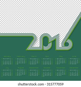 Striped calendar template design for year 2016 with place for photo