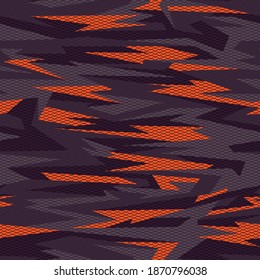 Striped camouflage texture seamless pattern. Abstract modern grometric background for military fabric and fashion print. Vector illustration.