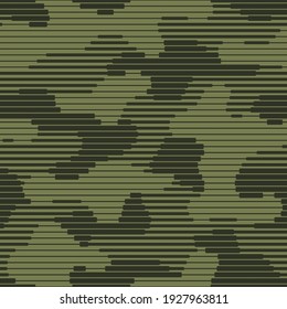 Striped camouflage texture seamless pattern. Abstract geometric endless linear camo texture for fabric and fashion print. Vector illustration.