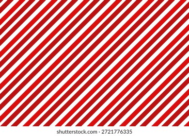 Striped candy cane Christmas or New Year decoration seamless pattern, red and white diagonal stripes background, Xmas gift wrap, winter holiday present wrapping paper