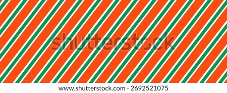 Striped candy cane Christmas seamless pattern. Red and green diagonal lines wallpaper. Winter holiday present wrapping paper. Vector gift decor backdrop. Xmas peppermint repeating background.Eps10
