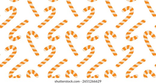 Striped Candy Cane in Halloween Orange Palette Seamless Pattern Halloween Sweets Banner Format Fond