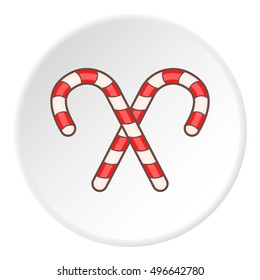 Striped candy cane icon. artoon illustration of candy cane vector icon for web