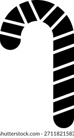 Striped Candy Cane Icon in Black and White