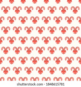 Striped candy cane, traditional christmas treats seamless vector pattern
