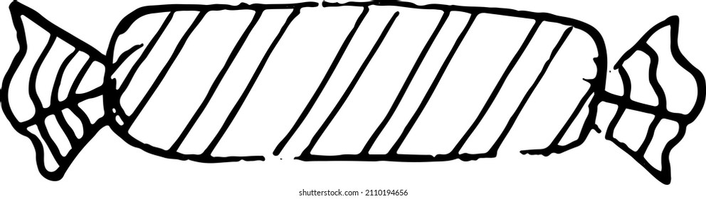 Striped candy. Doodle illustration on a white background.
