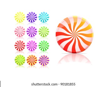 striped candy icon set.  lollipop set isolated on white background. vector