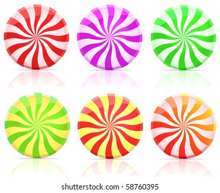 striped candy.  lollipop set isolated on white background