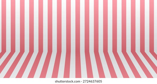 Fondo de estudio de color rosa caramelo rayado con espacio vacío para su contenido