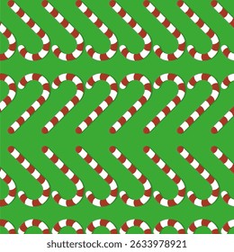 Striped cane treat. Red white candy. Festive vector background. Seamless holiday icon.