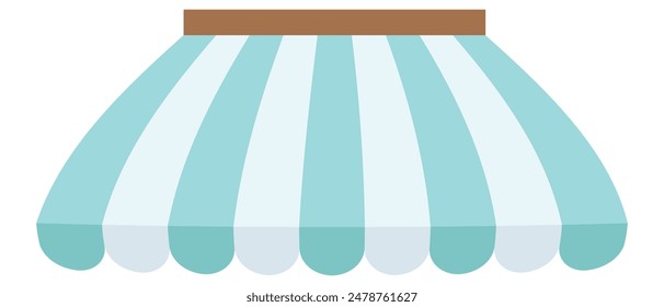 striped canopies for stores, restaurants and cafes, market tents. Roof of window marketplace. Parasol on white background. Vector illustration. EPS 10
