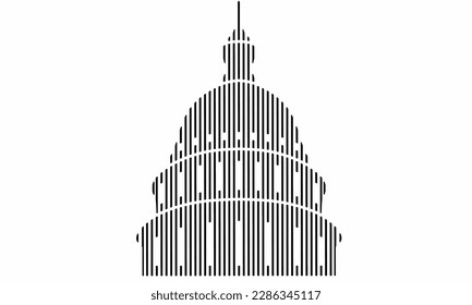 striped Capitol building icon isolated on white background