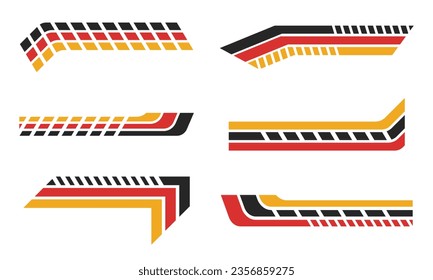 conjunto de etiquetas de ajuste de cierre de coches a rayas. ilustración vectorial