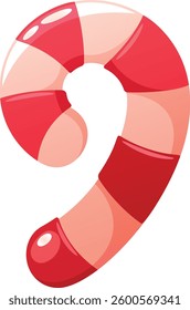 Striped caramel candy cane vector illustration