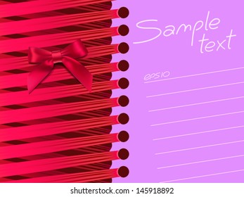 striped card with a bow and ribbons