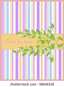 striped card with flowers