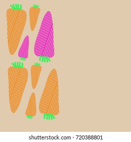Striped carrot pattern . Hand drawn.
