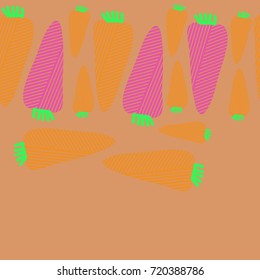 Striped carrot seamless  pattern . Hand drawn.