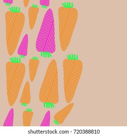Striped carrot seamless  pattern . Hand drawn.