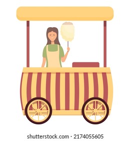 Striped cart icon cartoon vector. Street machine. Food shop