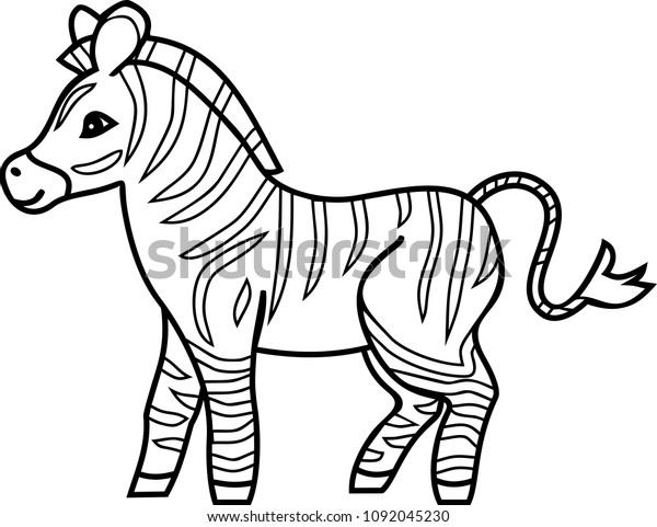 Striped Cartoon Zebra Coloring Page Stock Vector (Royalty ...